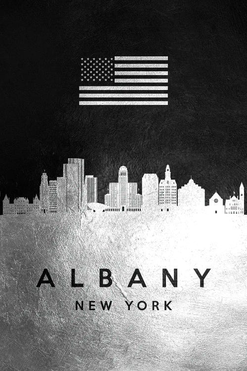 Albany New York Silver Skyline by Adrian Baldovino wall art