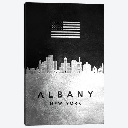 Albany New York Silver Skyline Canvas Print #ABV771} by Adrian Baldovino Art Print