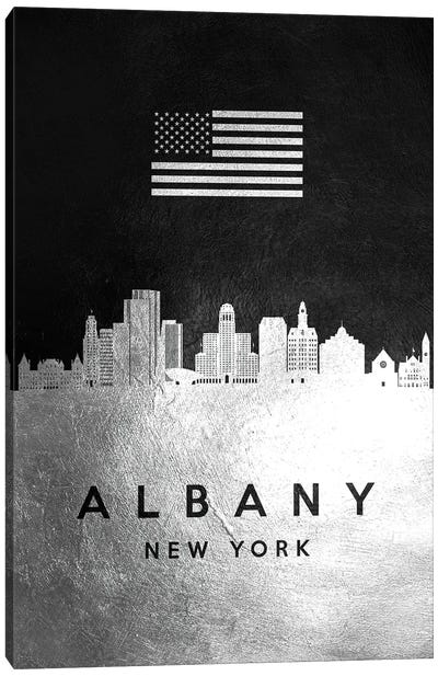 Albany New York Silver Skyline Canvas Art Print