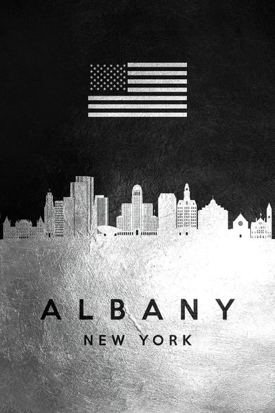 Albany: Albany New York Silver Skyline by Adrian Baldovino