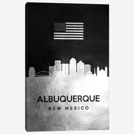 Albuquerque New Mexico Silver Skyline Canvas Print #ABV772} by Adrian Baldovino Art Print