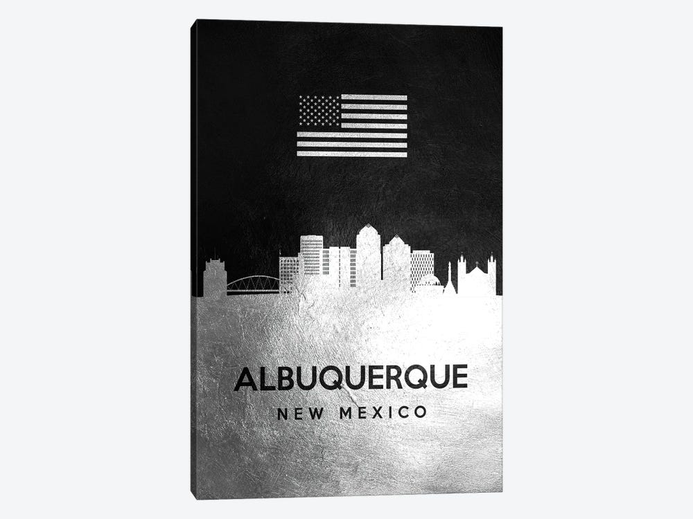 Albuquerque New Mexico Silver Skyline 1-piece Canvas Art