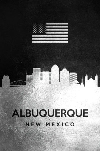 Albuquerque: Albuquerque New Mexico Silver Skyline by Adrian Baldovino