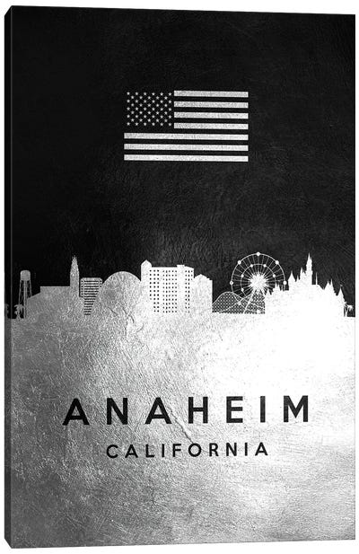 Anaheim California Silver Skyline Canvas Art Print