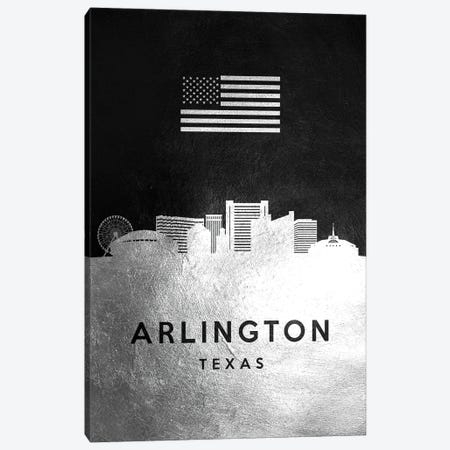 Arlington Texas Silver Skyline Canvas Print #ABV776} by Adrian Baldovino Canvas Artwork