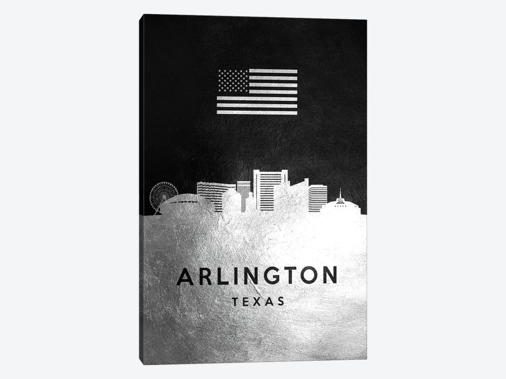 Arlington Texas Silver Skyline by Adrian Baldovino 1-piece Canvas Wall Art
