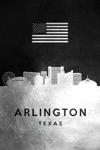 American Flags: Arlington Texas Silver Skyline by Adrian Baldovino