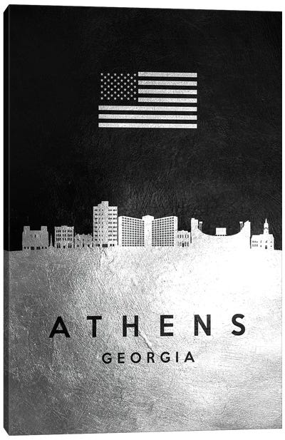 Athens Georgia Silver Skyline Canvas Art Print - Georgia Art