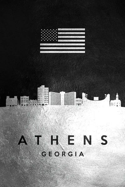 Georgia: Athens Georgia Silver Skyline by Adrian Baldovino