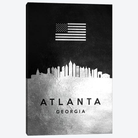 Atlanta Georgia Silver Skyline Canvas Print #ABV778} by Adrian Baldovino Canvas Print