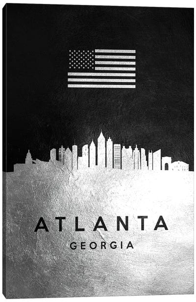 Atlanta Georgia Silver Skyline Canvas Art Print - Georgia Art