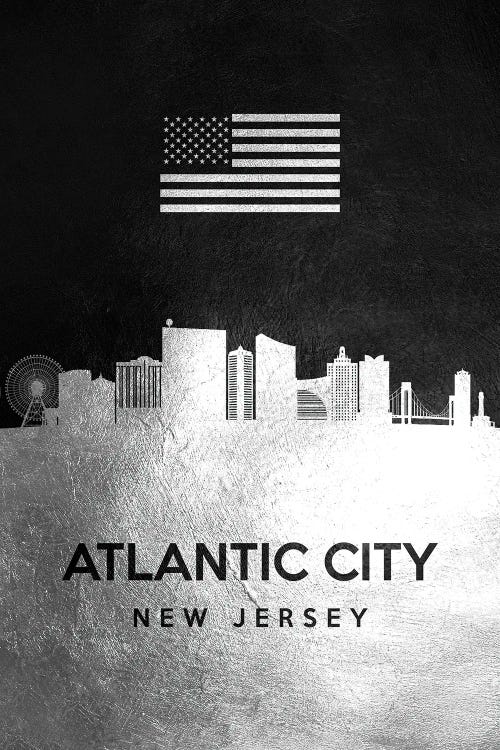 Atlantic City New Jersey Silver Skyline