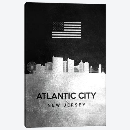 Atlantic City New Jersey Silver Skyline Canvas Print #ABV779} by Adrian Baldovino Canvas Art Print