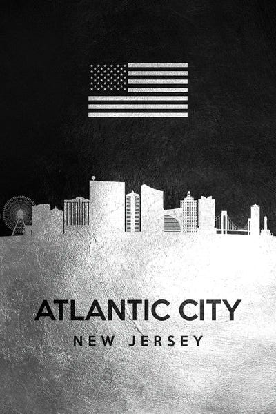 Atlantic City: Atlantic City New Jersey Silver Skyline by Adrian Baldovino