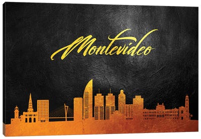 Montevideo Uruguay Gold Skyline Canvas Art Print - Adrian Baldovino