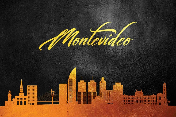 Montevideo Uruguay Gold Skyline by Adrian Baldovino wall art