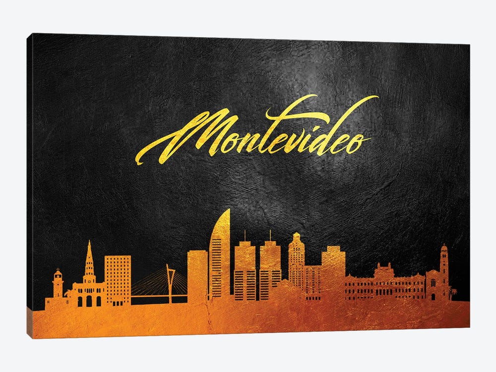 Montevideo Uruguay Gold Skyline by Adrian Baldovino 1-piece Art Print