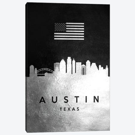 Austin Texas Silver Skyline Canvas Print #ABV780} by Adrian Baldovino Canvas Art