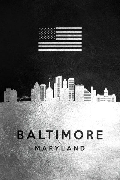 Baltimore Maryland Silver Skyline