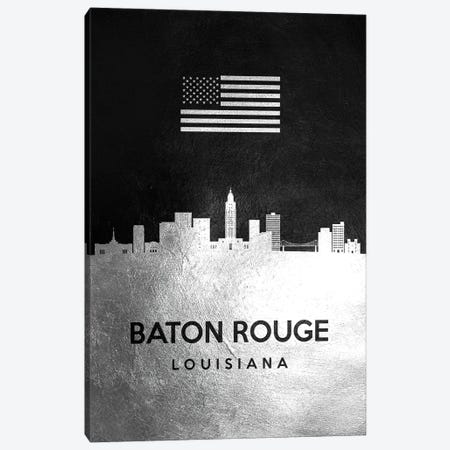 Baton Rouge Louisiana Silver Skyline Canvas Print #ABV782} by Adrian Baldovino Canvas Art