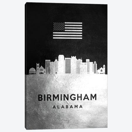 Birmingham Alabama Silver Skyline Canvas Print #ABV783} by Adrian Baldovino Canvas Art