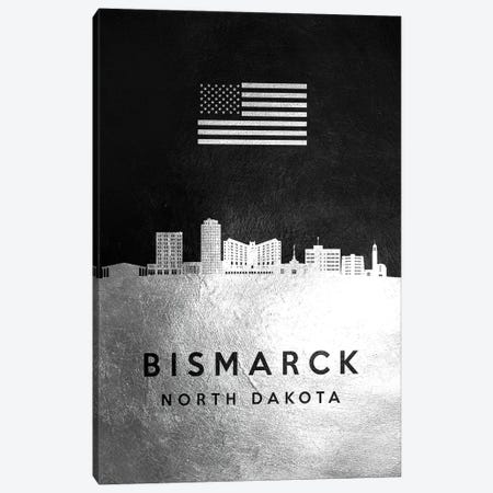 Bismarck North Dakota Silver Skyline Canvas Print #ABV784} by Adrian Baldovino Canvas Art Print