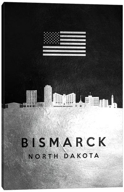Bismarck North Dakota Silver Skyline Canvas Art Print - North Dakota
