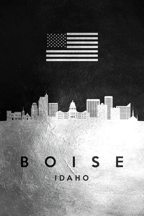 Boise Idaho Silver Skyline by Adrian Baldovino wall art