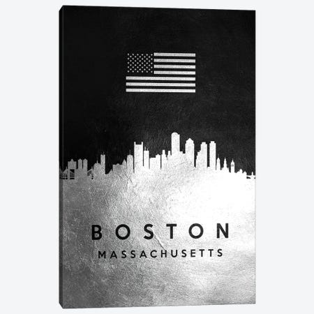 Boston Massachusetts Silver Skyline Canvas Print #ABV786} by Adrian Baldovino Canvas Art Print