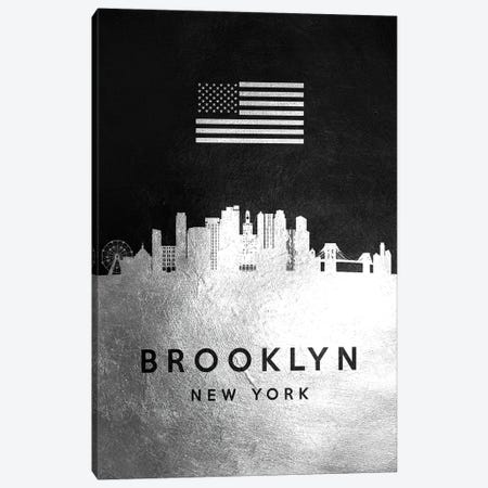 Brooklyn New York Silver Skyline Canvas Print #ABV787} by Adrian Baldovino Art Print