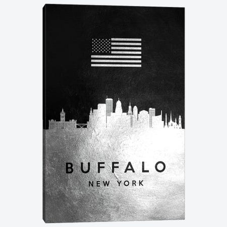 Buffalo New York Silver Skyline Canvas Print #ABV788} by Adrian Baldovino Canvas Wall Art