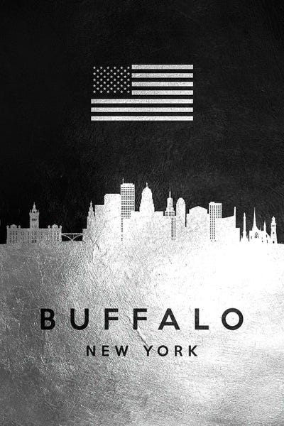 Buffalo: Buffalo New York Silver Skyline by Adrian Baldovino