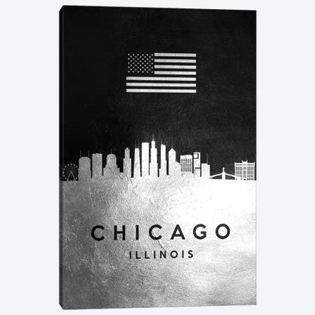 Chicago Illinois Silver Skyline Canvas Print #ABV792} by Adrian Baldovino Art Print