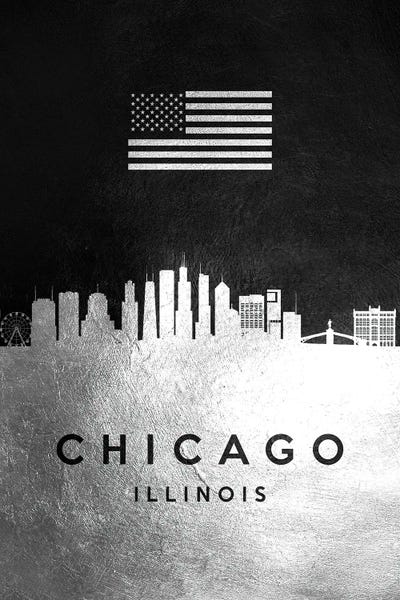Chicago Skylines: Chicago Illinois Silver Skyline by Adrian Baldovino