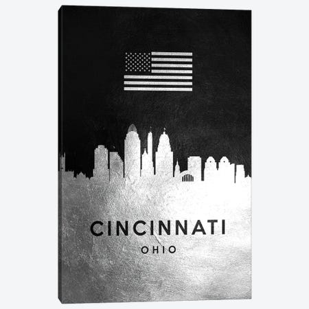 Cincinnati Ohio Silver Skyline Canvas Print #ABV793} by Adrian Baldovino Art Print