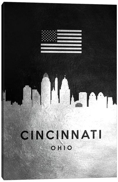 Cincinnati Ohio Silver Skyline Canvas Art Print - Cincinnati Art