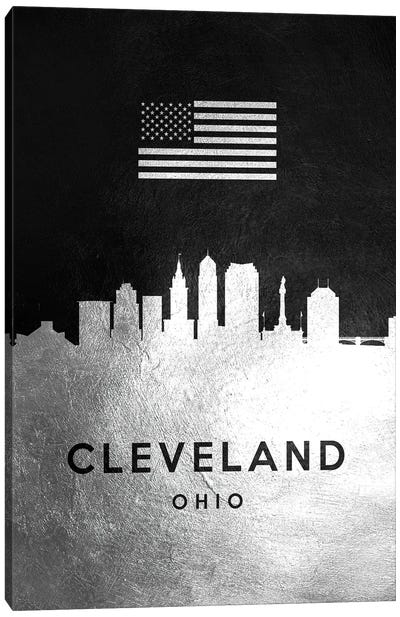 Cleveland Ohio Silver Skyline Canvas Art Print - Ohio Art