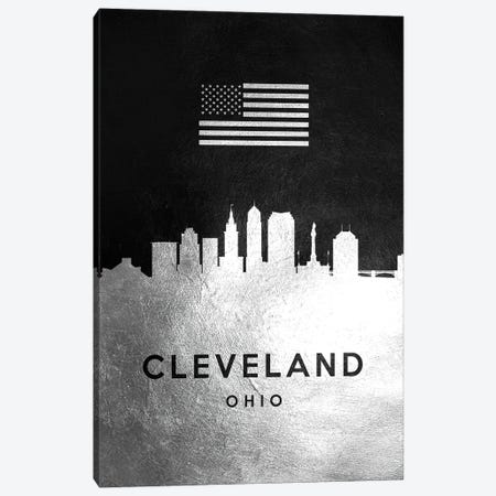 Cleveland Ohio Silver Skyline Canvas Print #ABV794} by Adrian Baldovino Canvas Artwork