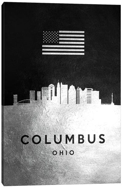 Columbus Ohio Silver Skyline Canvas Art Print - Ohio Art