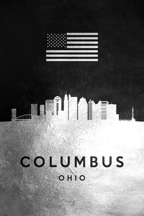 Columbus Ohio Silver Skyline by Adrian Baldovino wall art