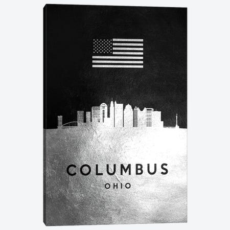 Columbus Ohio Silver Skyline Canvas Print #ABV797} by Adrian Baldovino Canvas Art