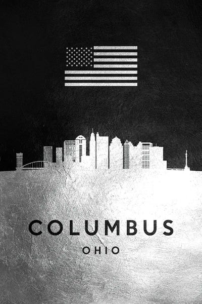 Columbus: Columbus Ohio Silver Skyline by Adrian Baldovino