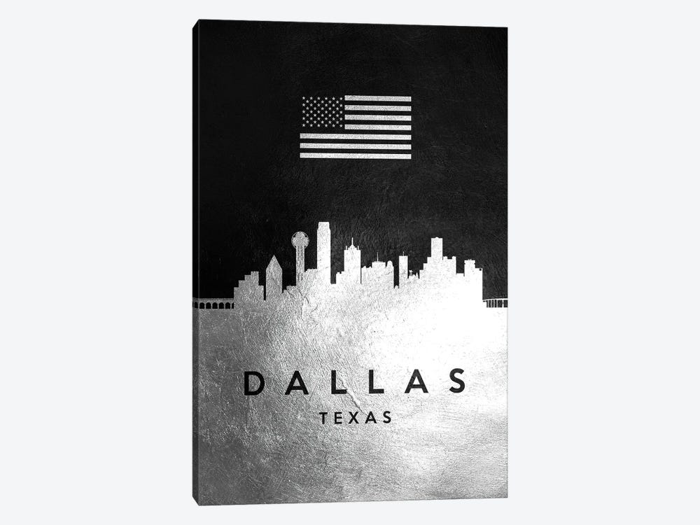 Dallas Texas Silver Skyline by Adrian Baldovino 1-piece Canvas Print