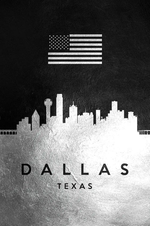 Dallas Texas Silver Skyline by Adrian Baldovino wall art