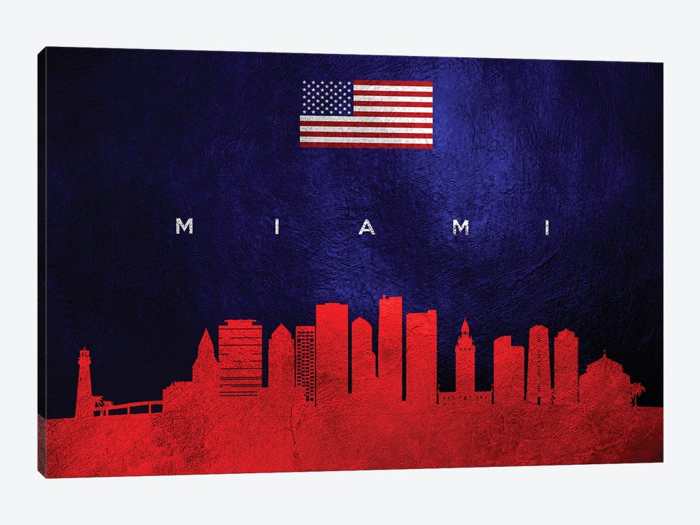 Miami Florida Skyline by Adrian Baldovino 1-piece Art Print