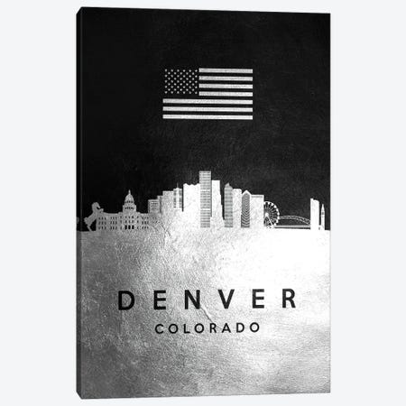 Denver Colorado Silver Skyline Canvas Print #ABV800} by Adrian Baldovino Canvas Print