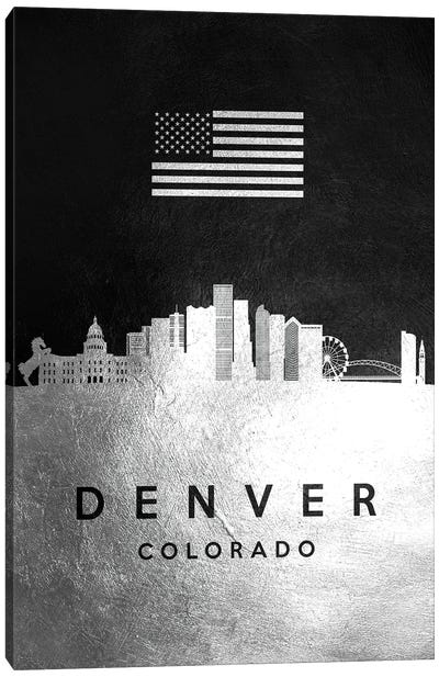Denver Colorado Silver Skyline Canvas Art Print - Denver Art