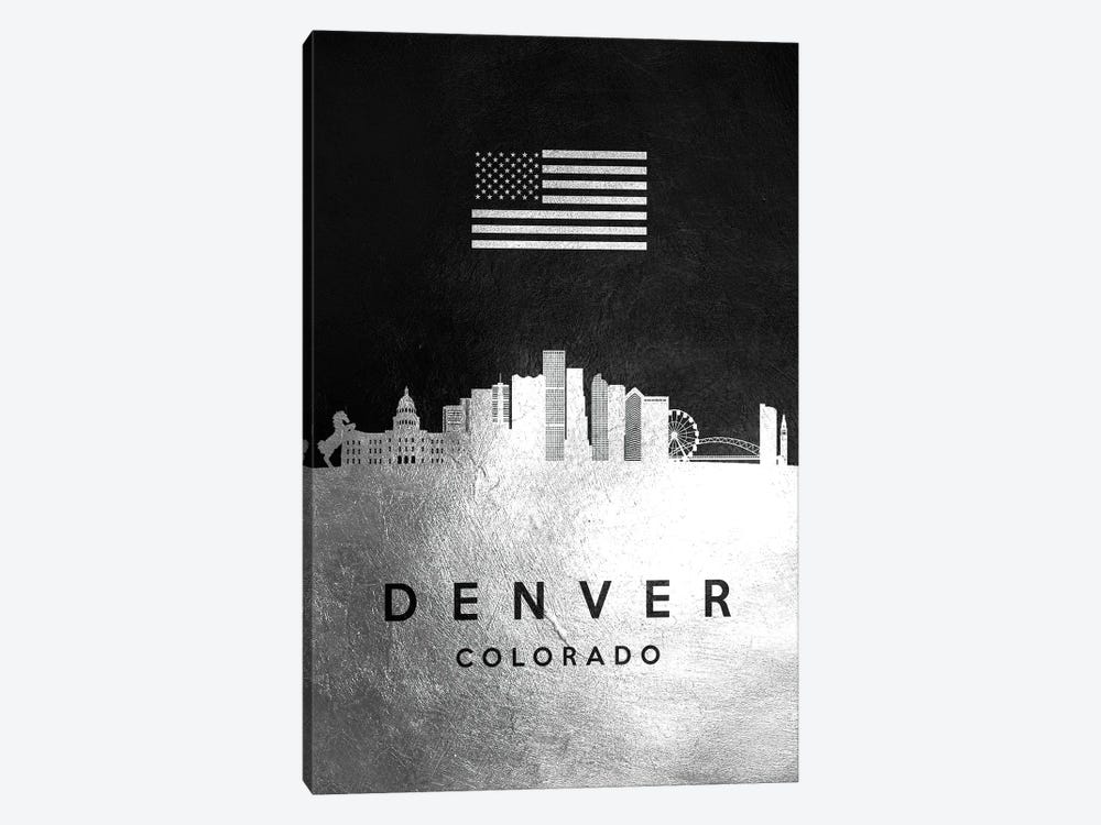 Denver Colorado Silver Skyline by Adrian Baldovino 1-piece Canvas Art Print