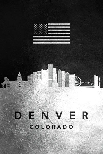 Denver: Denver Colorado Silver Skyline by Adrian Baldovino