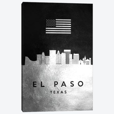 El Paso Texas Silver Skyline Canvas Print #ABV805} by Adrian Baldovino Canvas Wall Art
